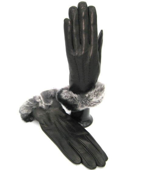 Sermoneta Gloves Guanto Nappa fodera cashmere bordo Rex Nero Sconto