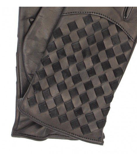 Sermoneta Gloves Guanto nappa foderato cashmere con intreccio Mink In Saldo