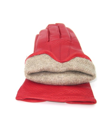 Sermoneta Gloves Guanti in Nappa foderato cashmere Rosso Sottocosto