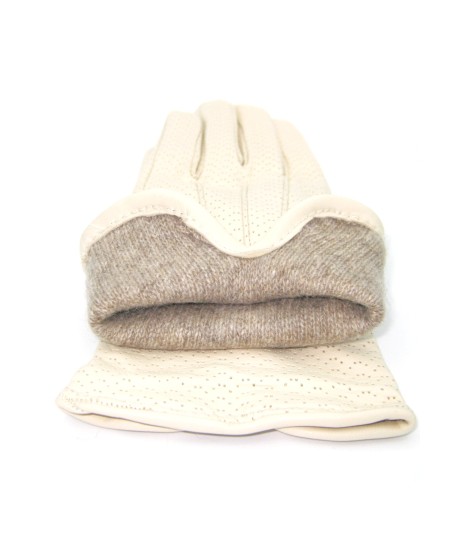 Sermoneta Gloves Guanti in Nappa foderato cashmere Panna Convenienza