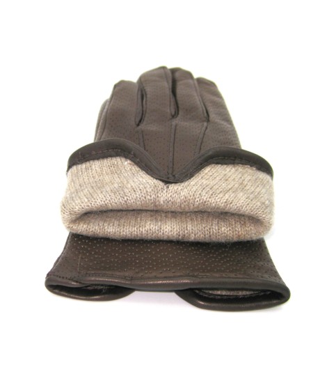 Sermoneta Gloves Guanti in Nappa foderato cashmere Testa di Moro Presa