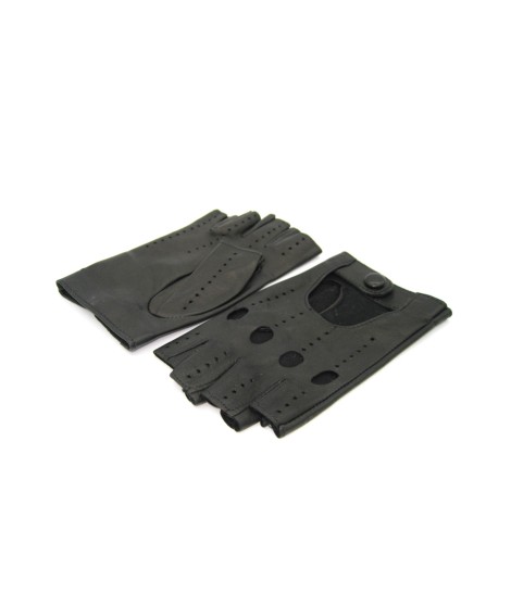 Sermoneta Gloves Guanto Guida in Nappa sfoderato 1/2 dita Nero Negozio