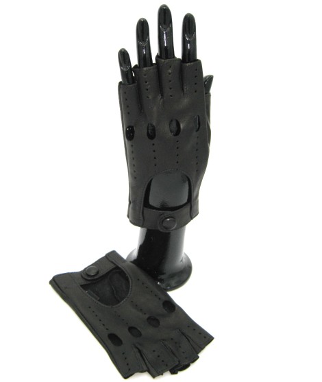 Sermoneta Gloves Guanto Guida in Nappa sfoderato 1/2 dita Nero Negozio