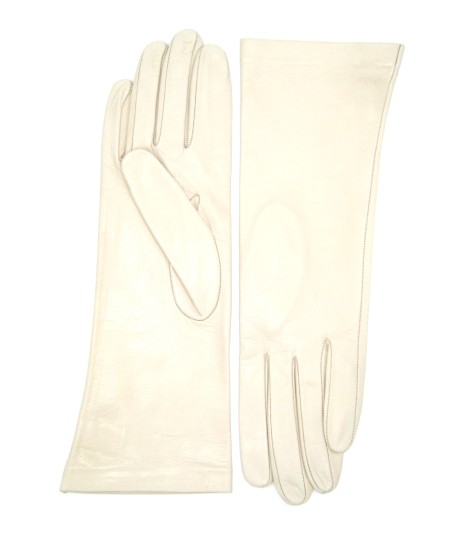 Sermoneta Gloves Guanto Nappa 4bt foderato seta Panna In Saldo