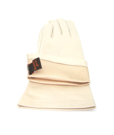 Sermoneta Gloves Guanto Nappa 4bt foderato seta Panna In Saldo