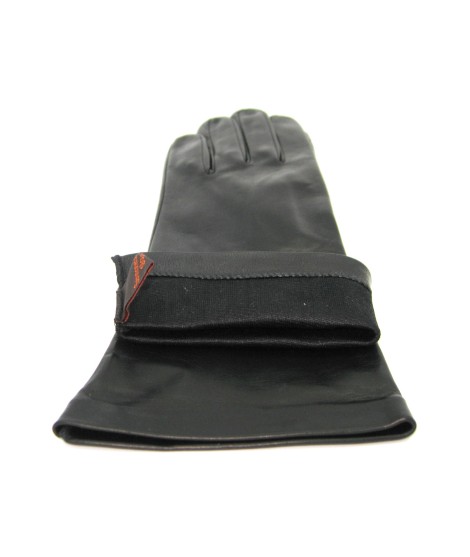 Sermoneta Gloves Guanto Nappa 4bt foderato seta Nero Sottocosto