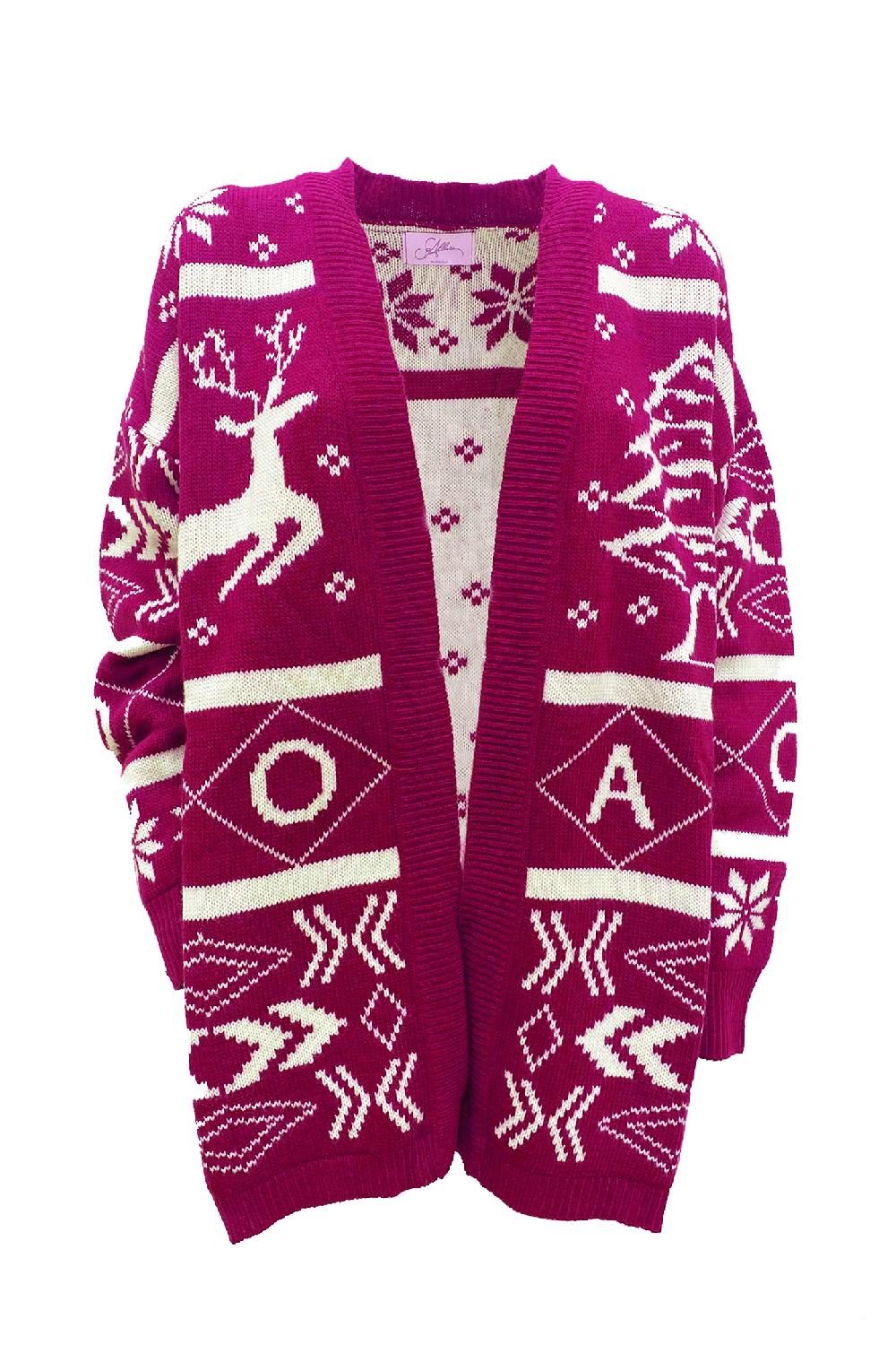 Soallure CARDIGAN CHRISTMAS TREE E RENNA Spedizione Gratuita