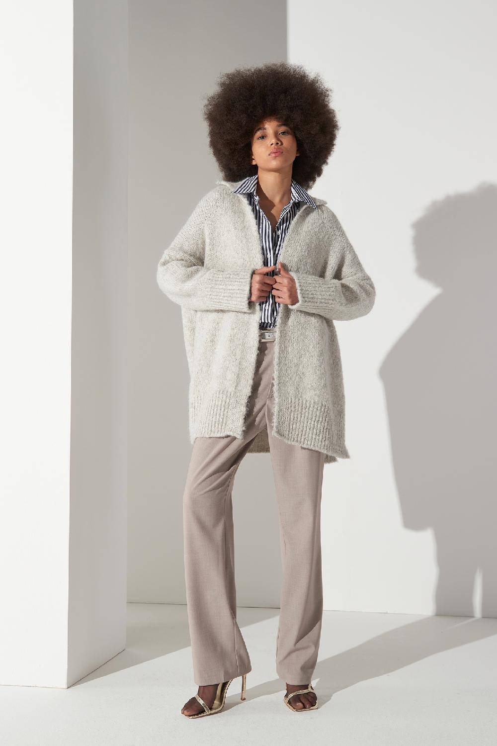 Soallure CARDIGAN CON COLLETTO IN MISTO MOHAIR Presa