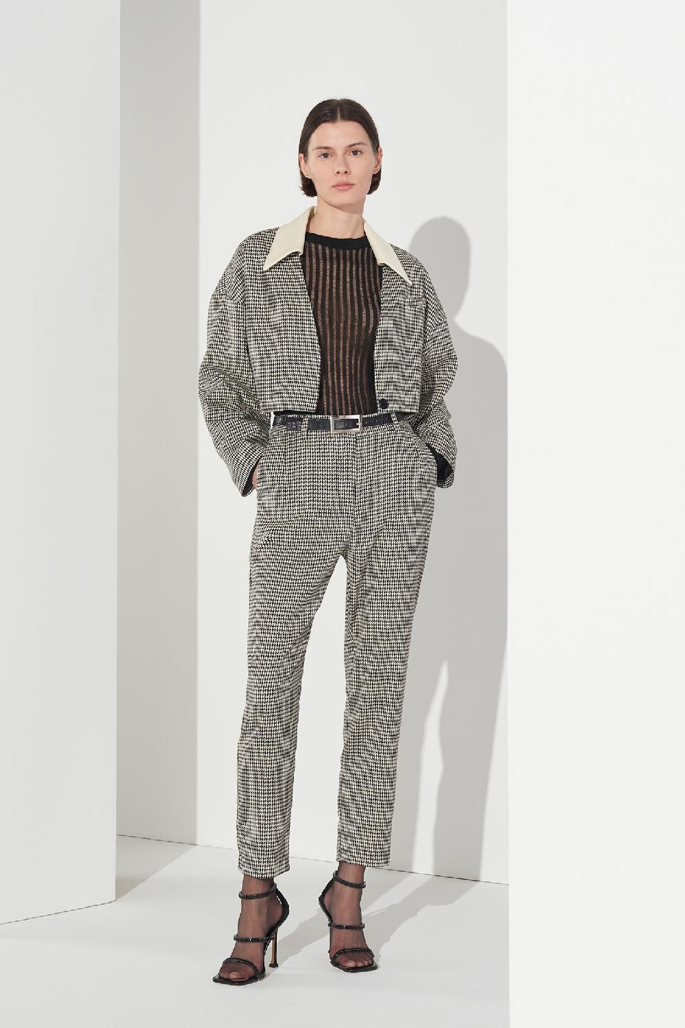 Soallure BLAZER CROPPED PRINCIPE DI GALLES CON COLLETTO Hotsell