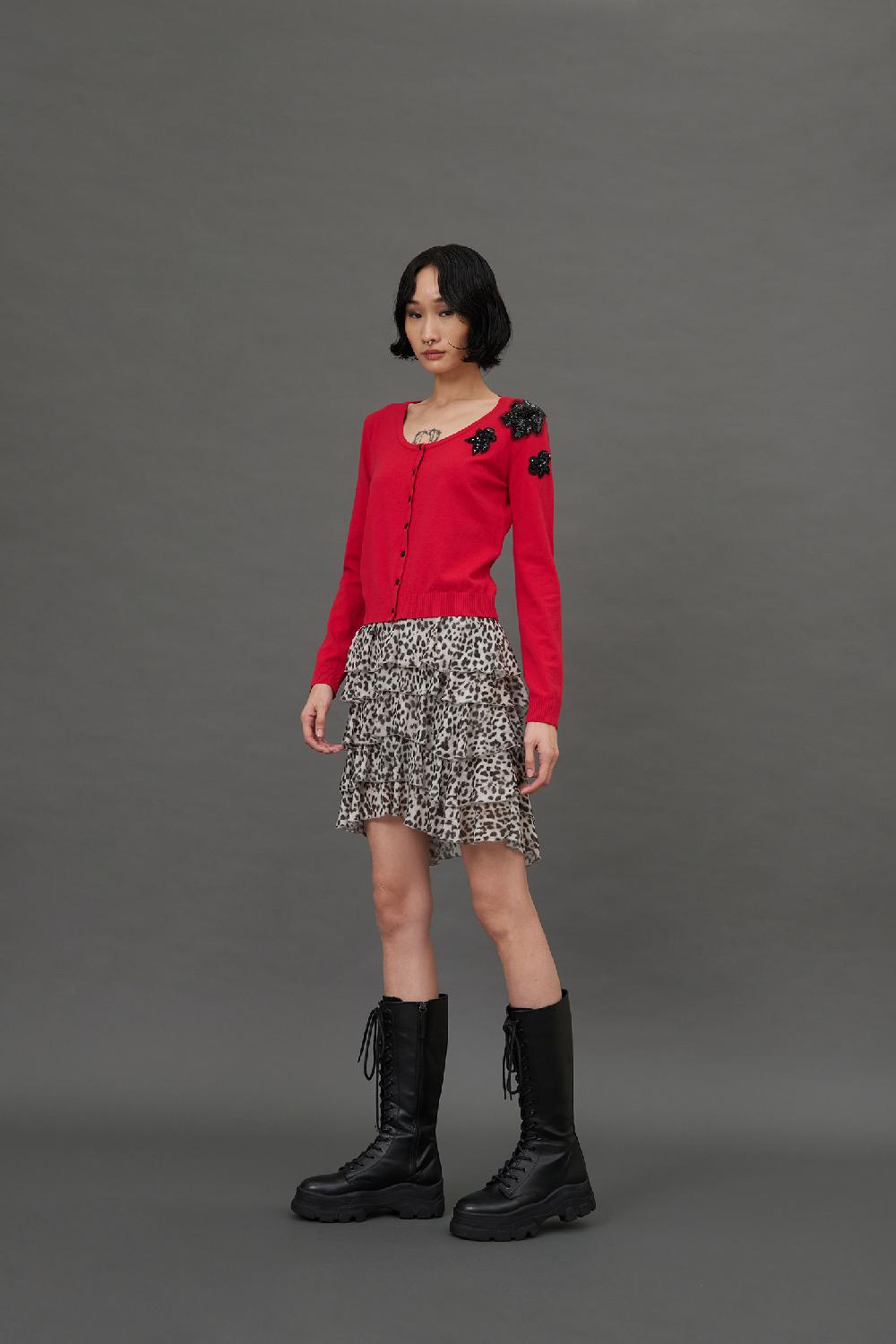 Soallure GONNA CORTA A BALZE CON FANTASIA LEOPARDATA In Vendita