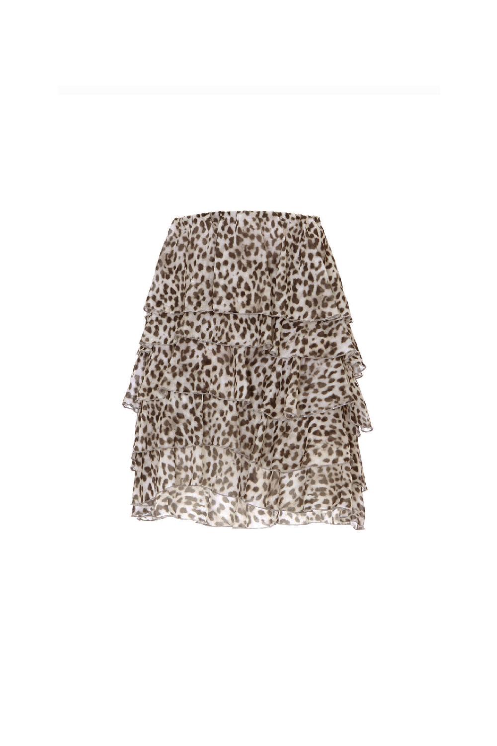 Soallure GONNA CORTA A BALZE CON FANTASIA LEOPARDATA In Vendita