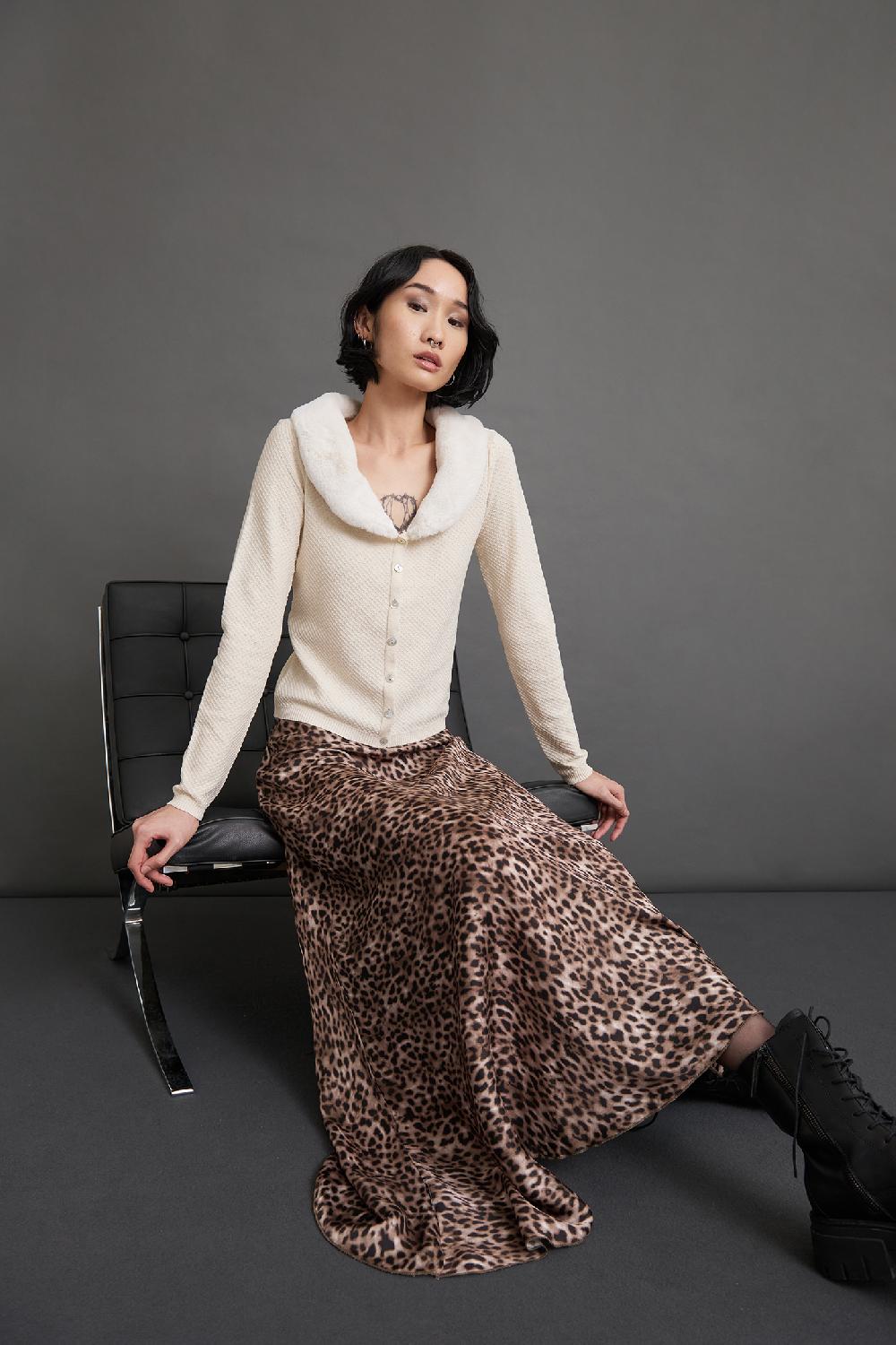 Soallure GONNA LUNGA FANTASIA LEOPARDATA IN RASO Pezzi Unici