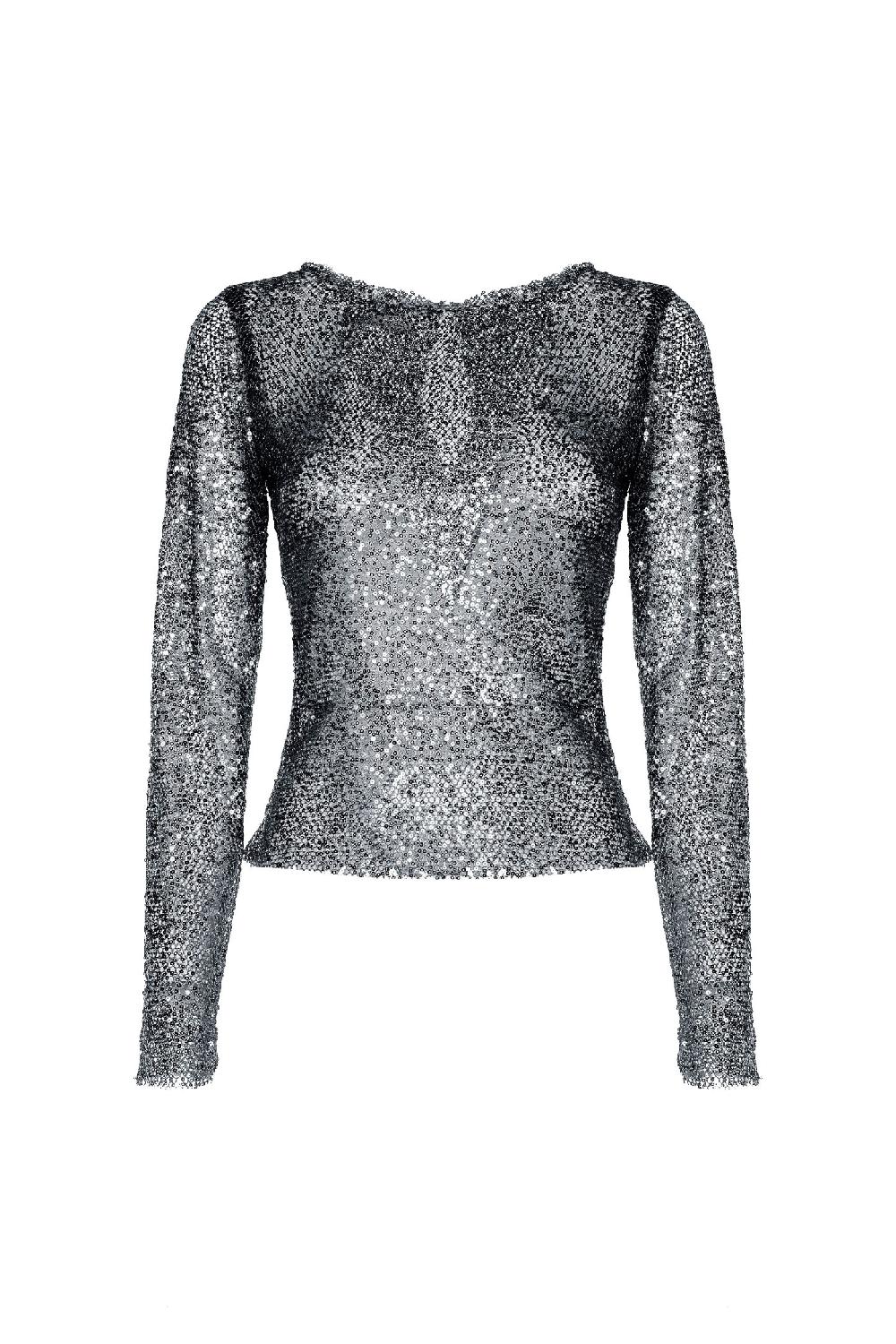 Soallure MAGLIA SCOLLO BARCA PAILLETTES Moda