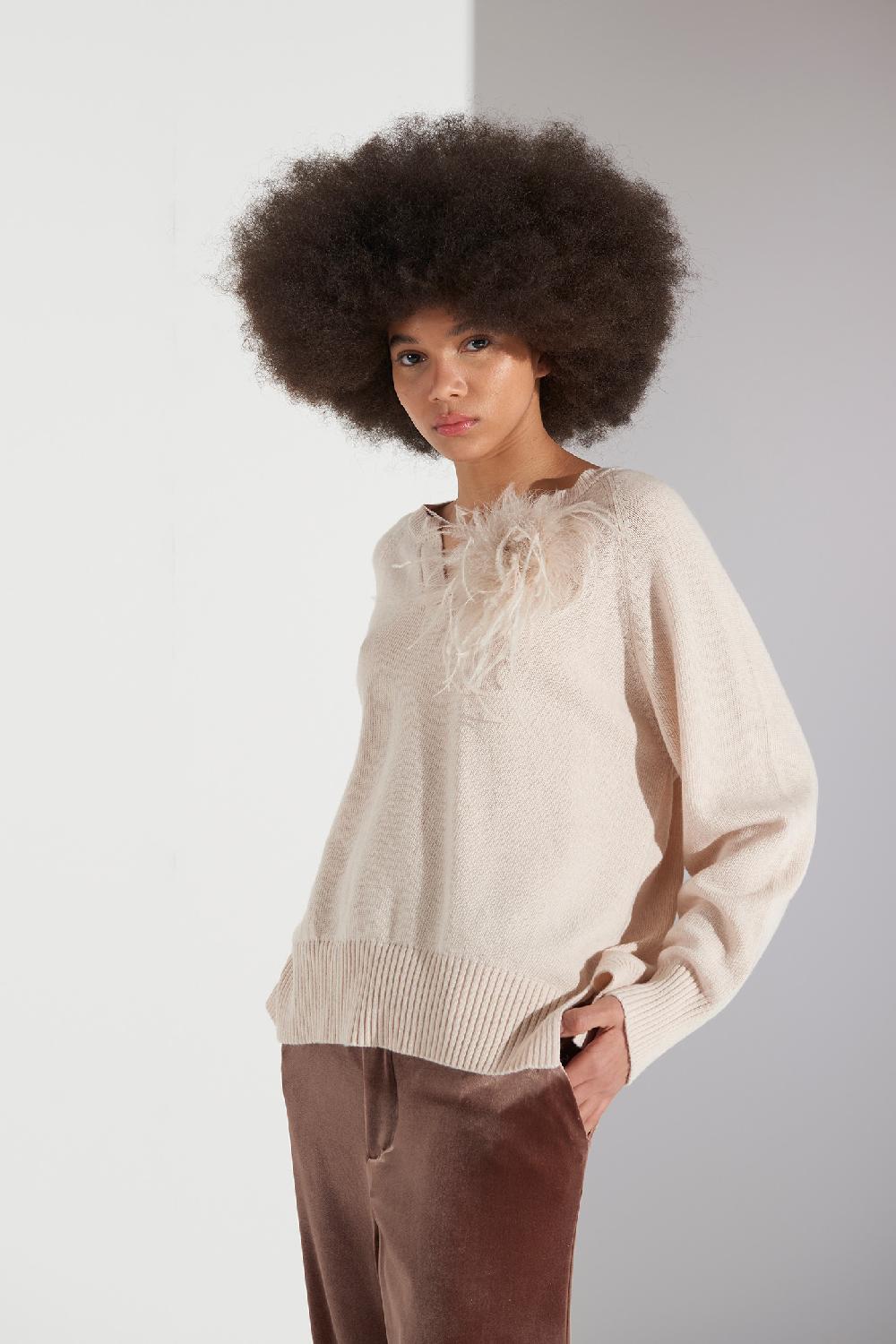 Soallure MAGLIA BOXY COLLO A V IN MISTO CASHMERE Novità