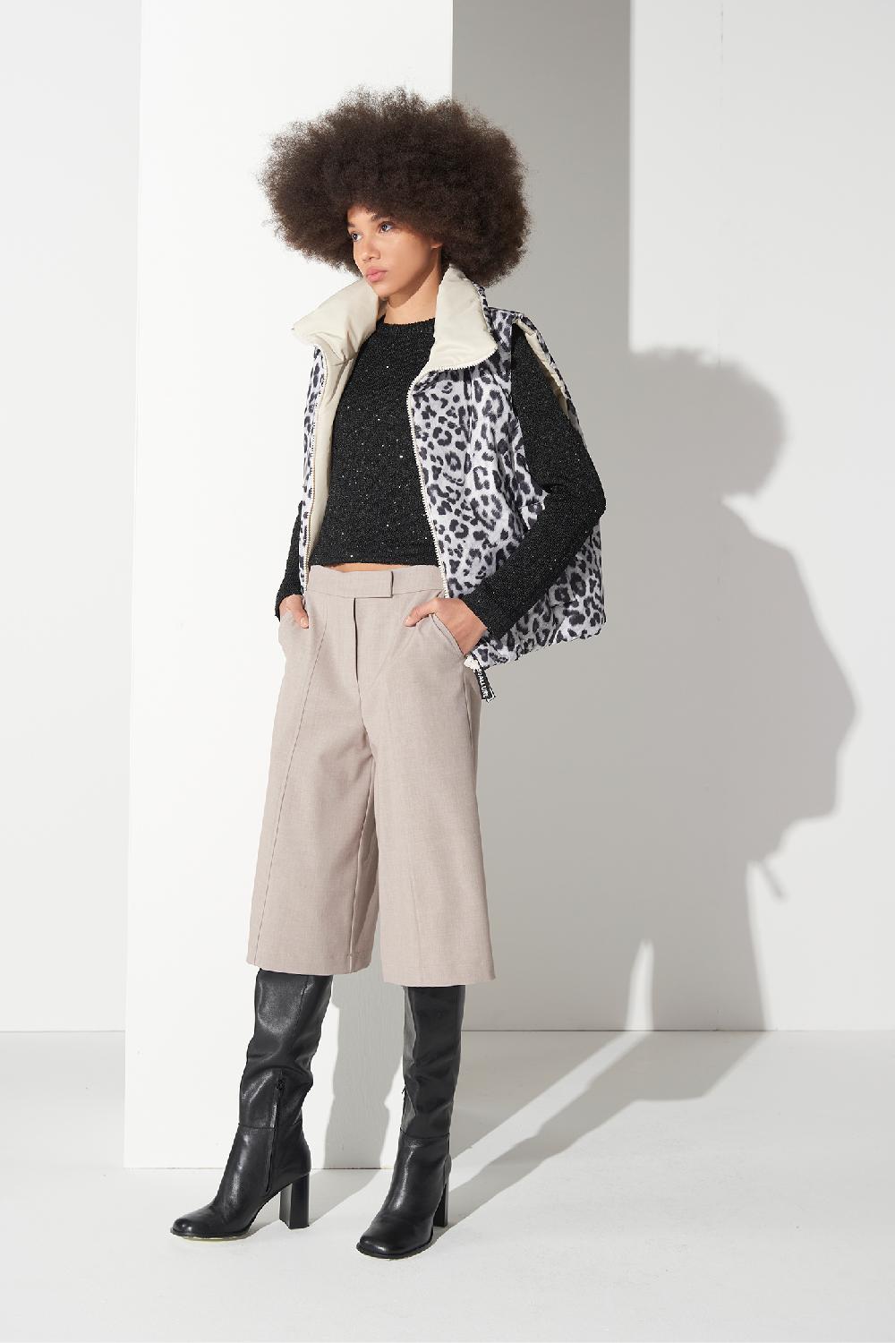 Soallure PIUMINO GILET CON STAMPA LEOPARDATA Offerta San Valentino