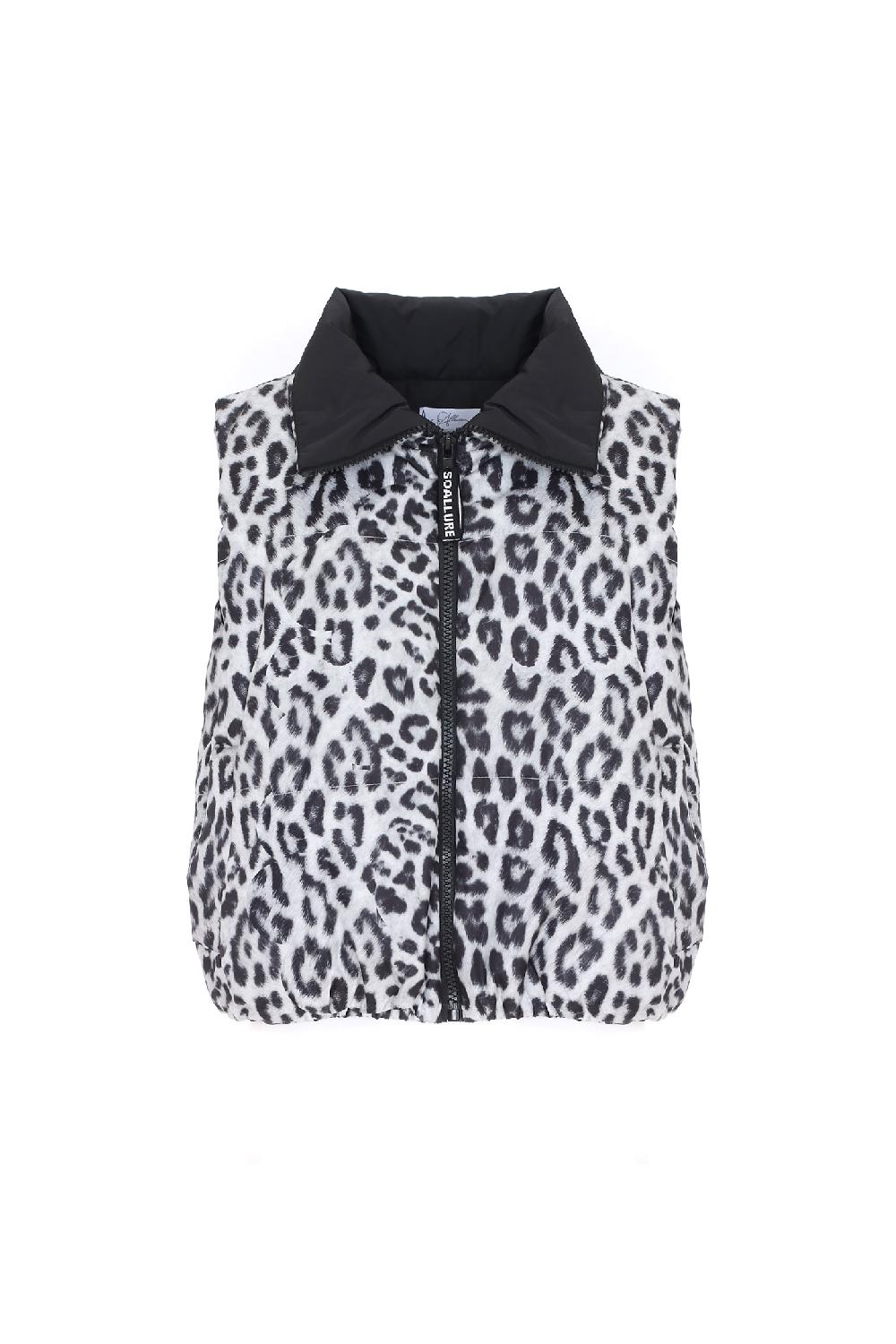 Soallure PIUMINO GILET CON STAMPA LEOPARDATA Offerta San Valentino