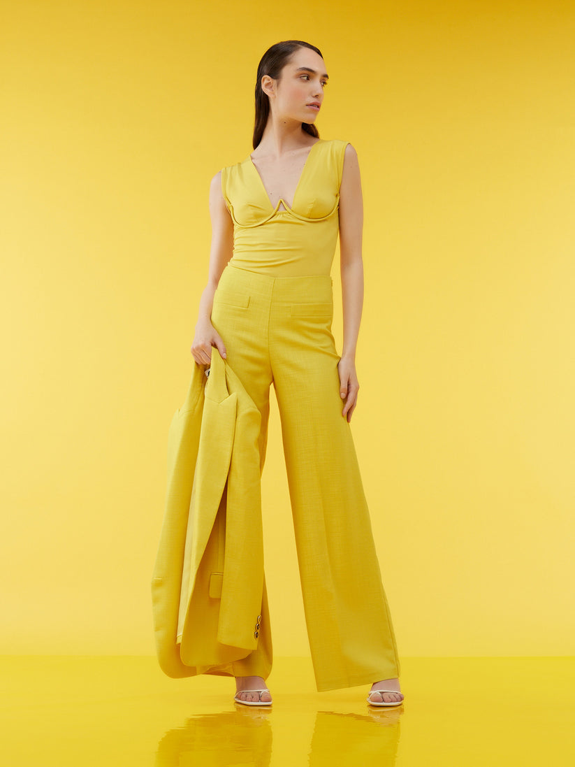 Space Simona Corsellini Pantalone ampio in tramato luxury Saldi Di Fabbrica