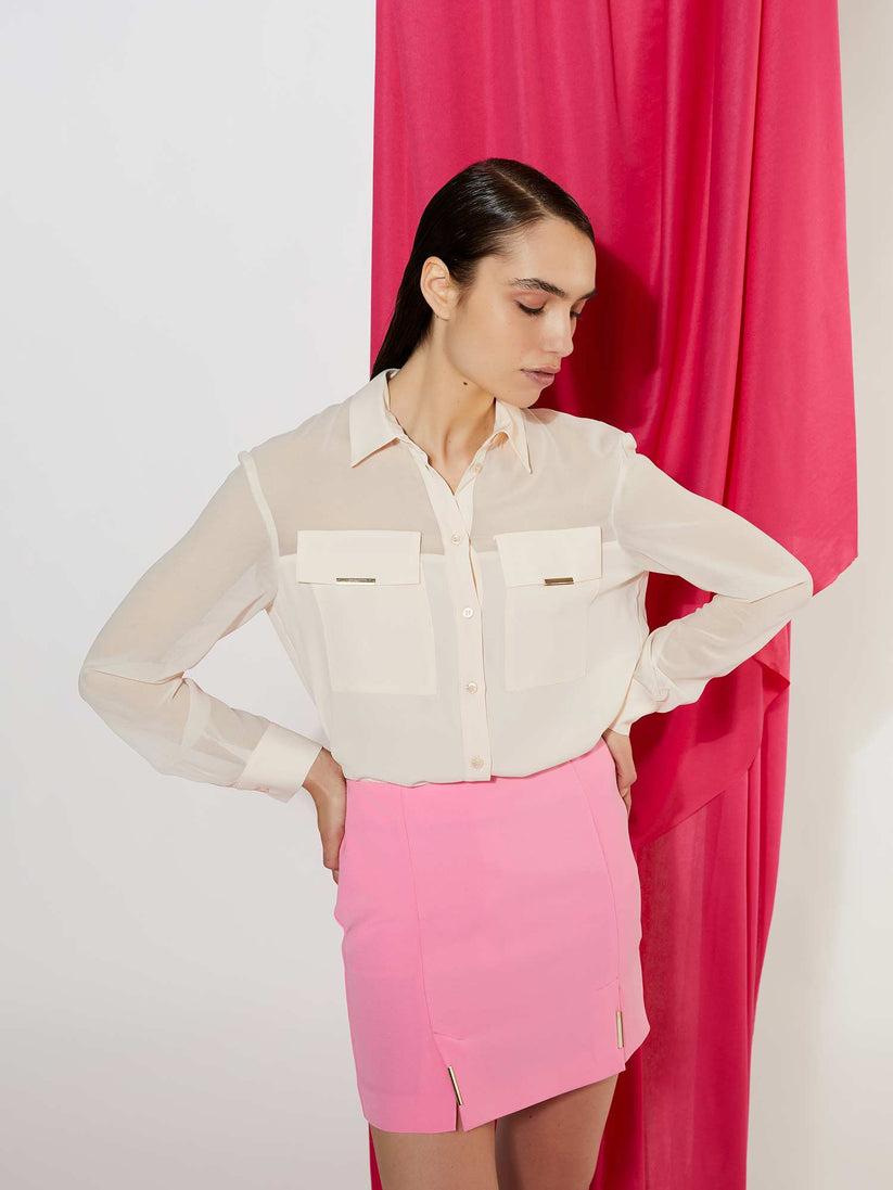 Space Simona Corsellini Camicia see-through in acetato seta e georgette Saldi