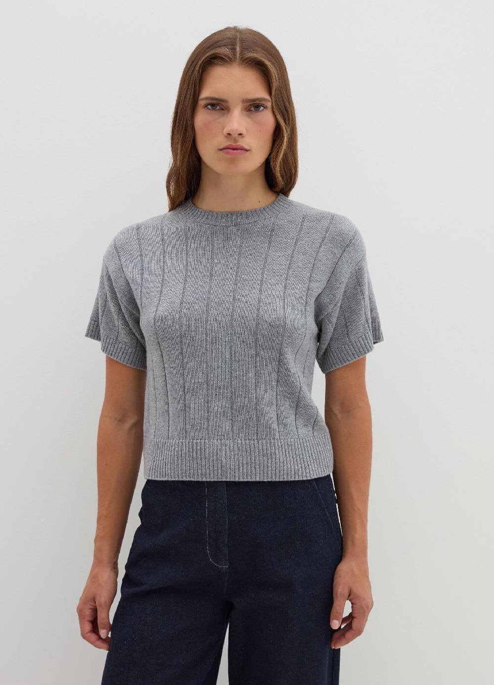 Stefanel Maglia a maniche corte in lana cotone e cashmere Vendita