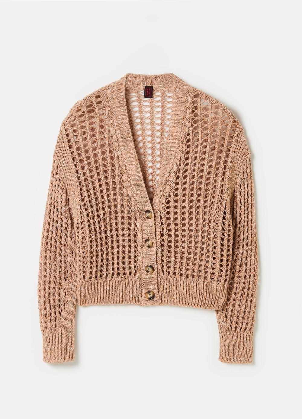 Stefanel Cardigan over trama forata effetto mouline In Vendita