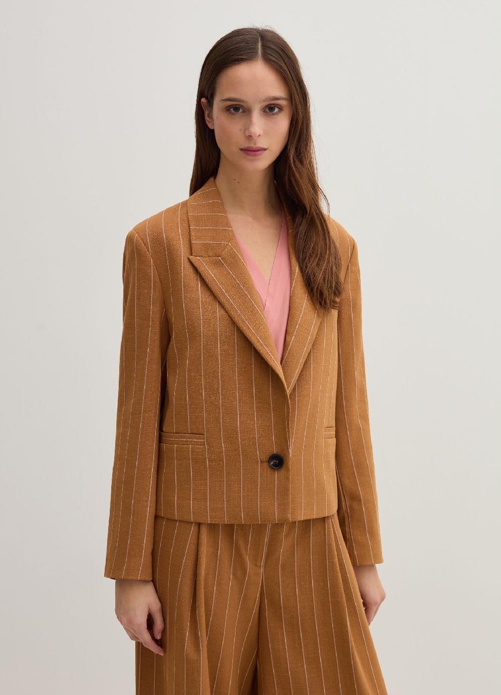 Stefanel Blazer cropped gessato monopetto Vendita Economica