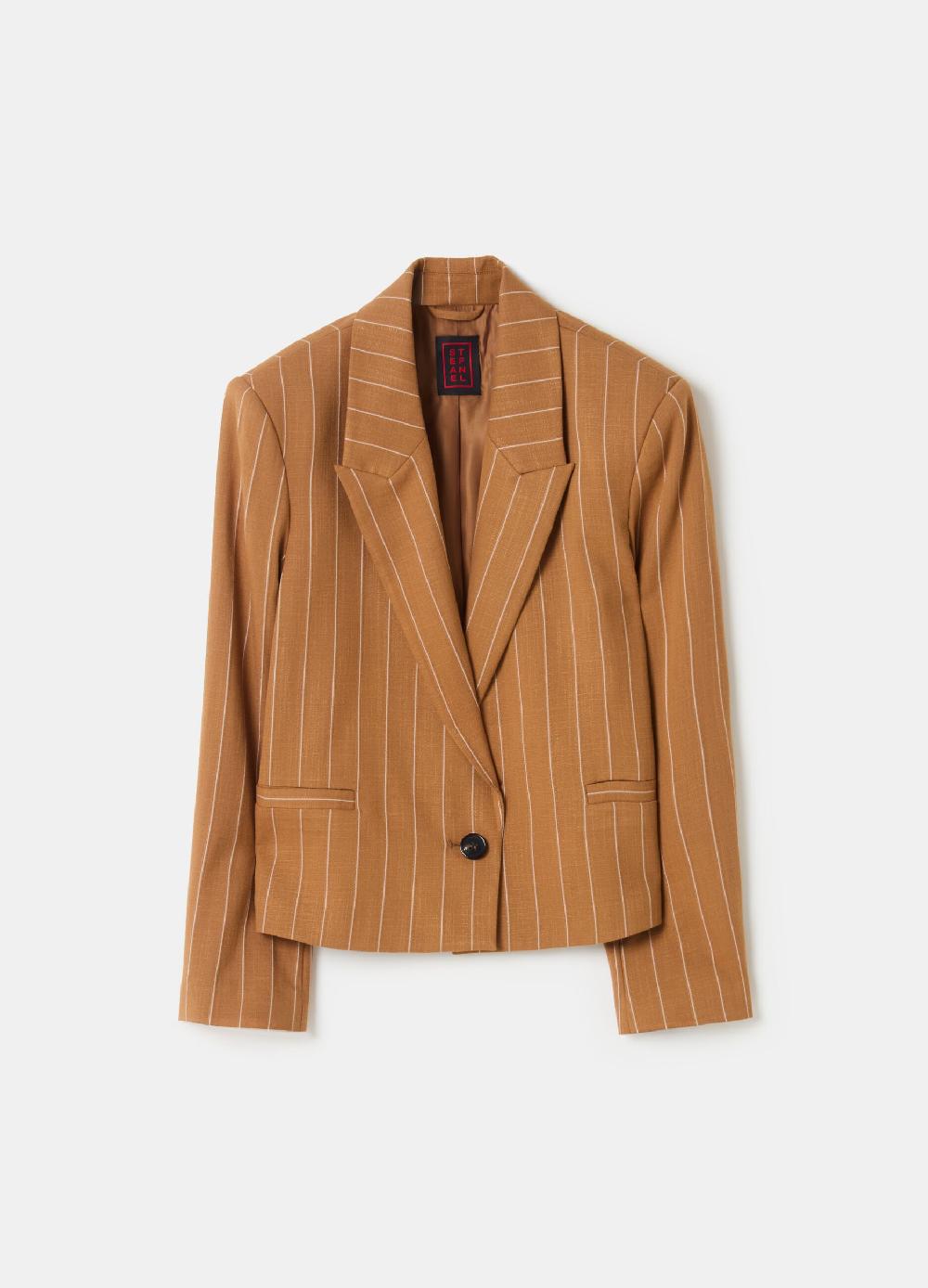 Stefanel Blazer cropped gessato monopetto Vendita Economica