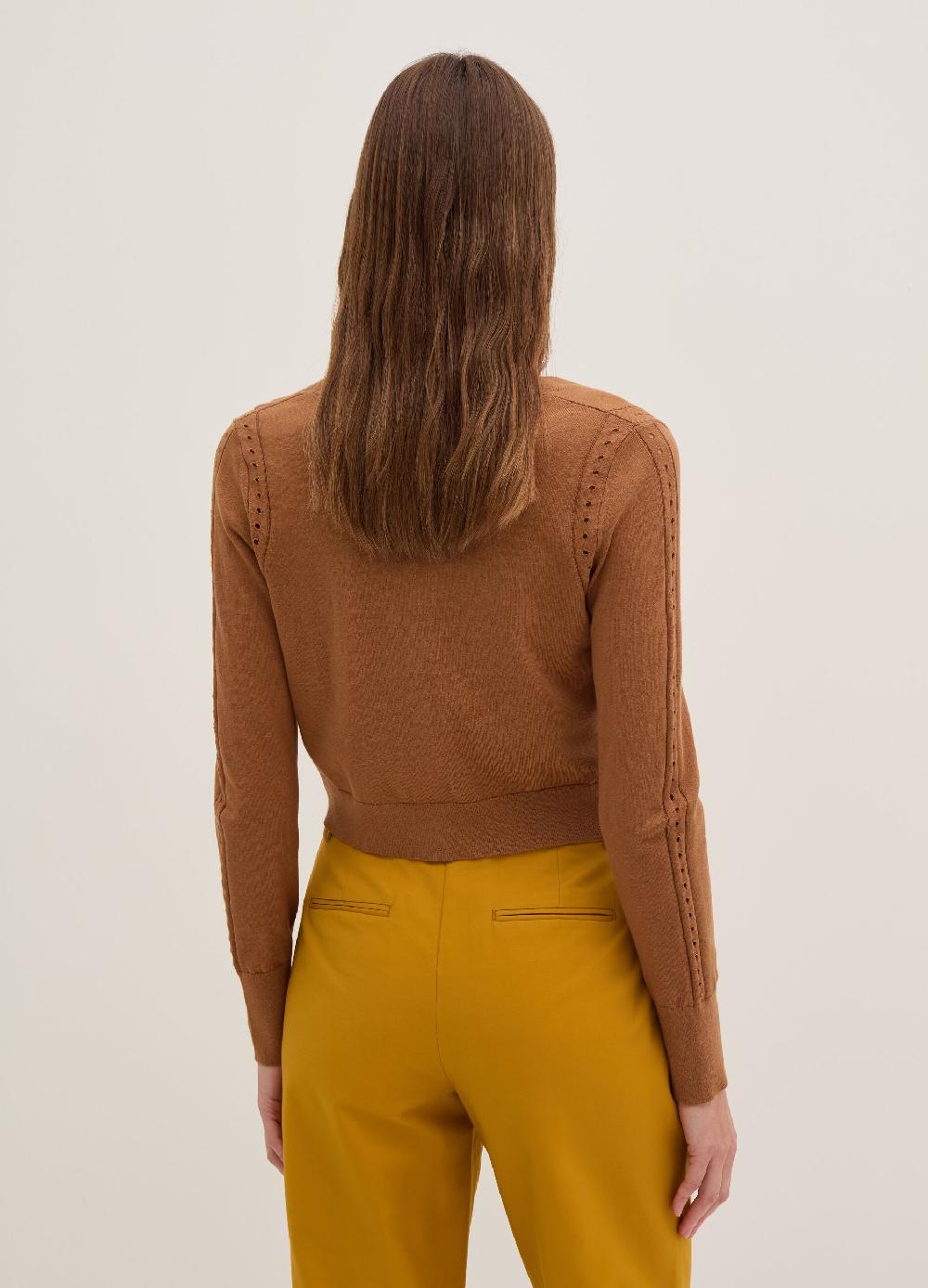 Stefanel Cardigan con dettagli traforati scollo a V Spedizione Gratuita