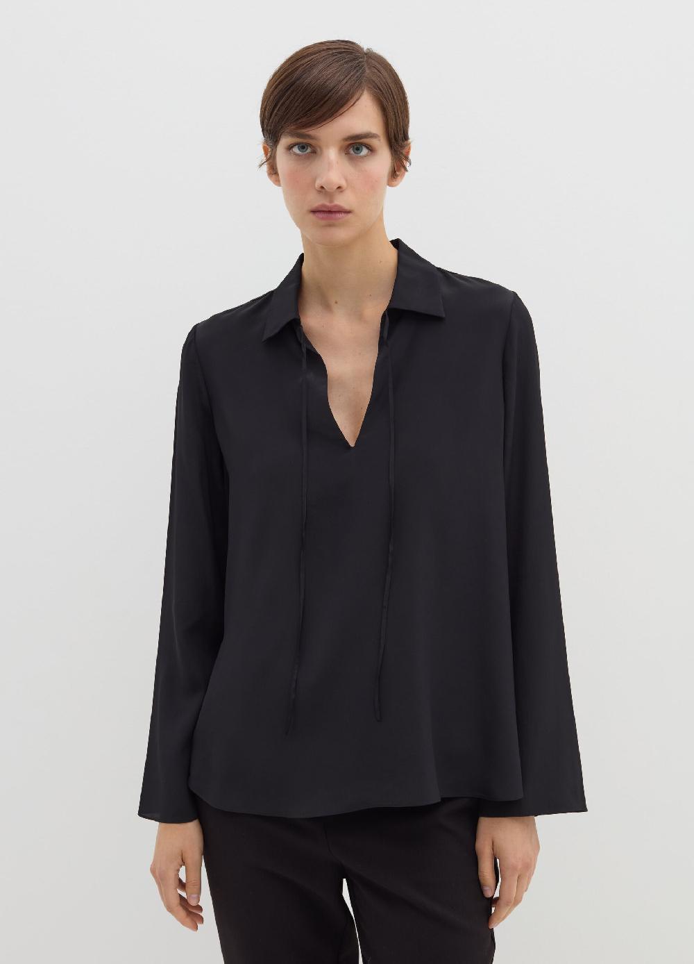 Stefanel Blusa in crêpe de chine con scollo a polo Affare Del Giorno