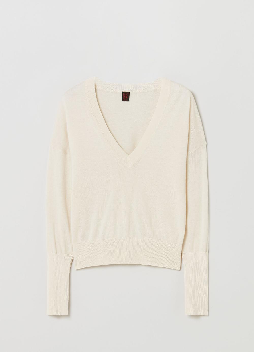 Stefanel Pullover in lana e seta con scollo a V In Saldo