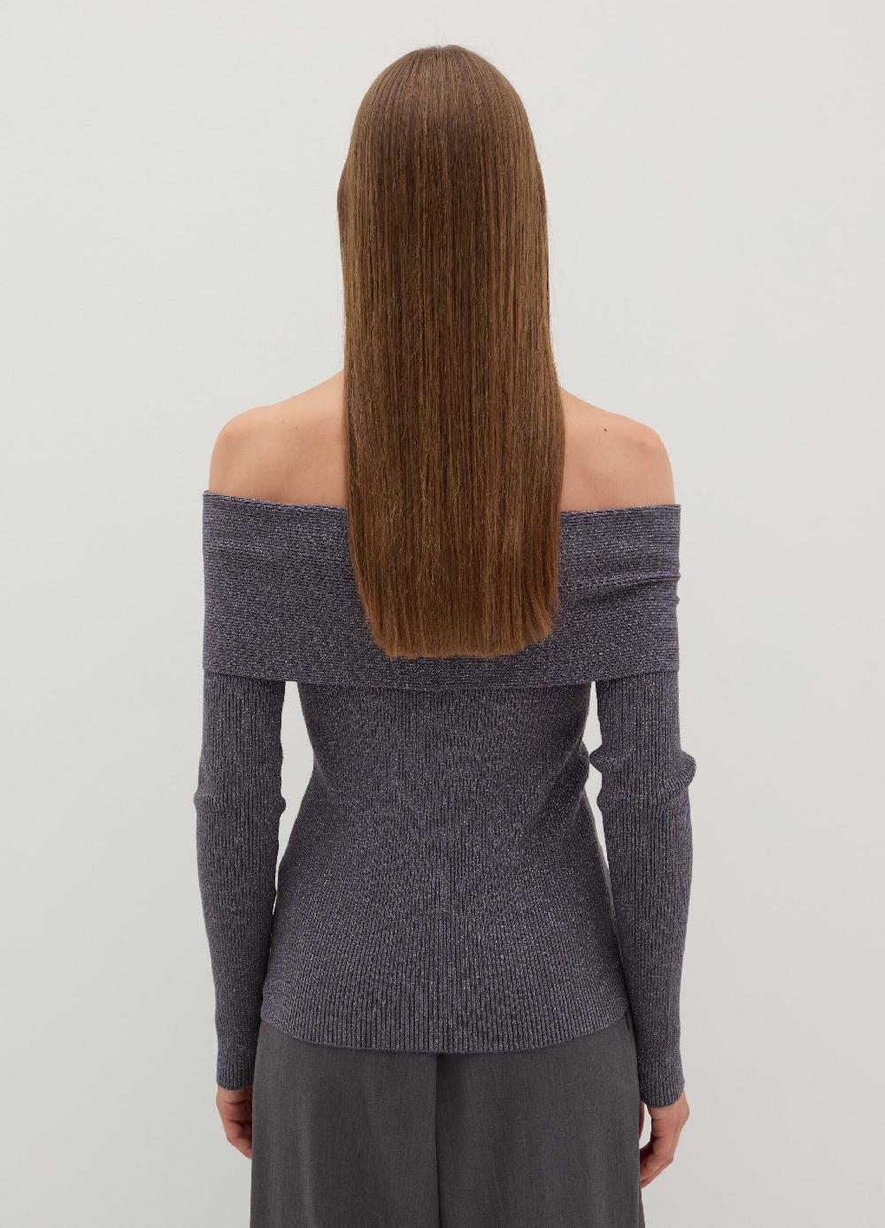 Stefanel T-shirt in lurex a costine con spalle scoperte Online