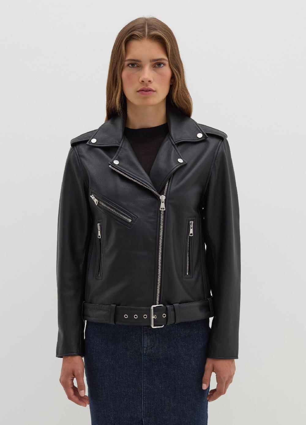 Stefanel Giacca biker in pelle con zip Offerte