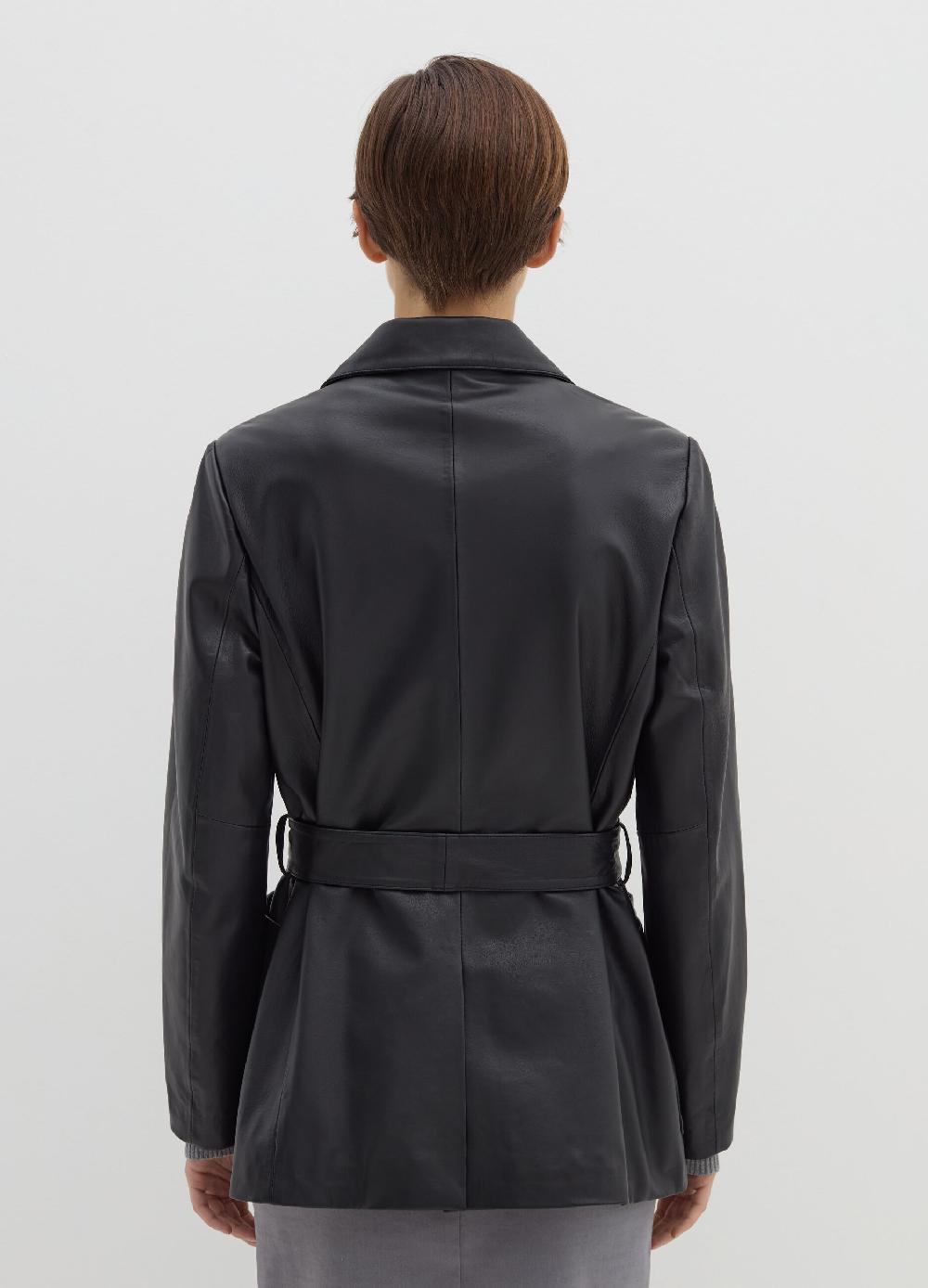 Stefanel Giacca corta in pelle con cintura Hotsell