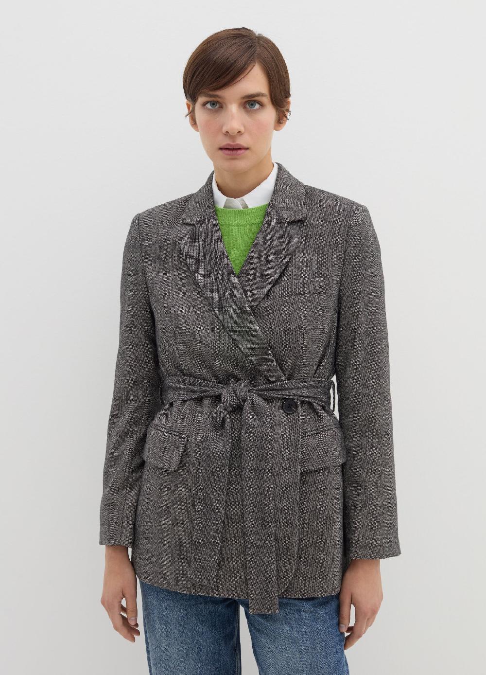 Stefanel Blazer doppiopetto in tweed con cintura Vendita Calda