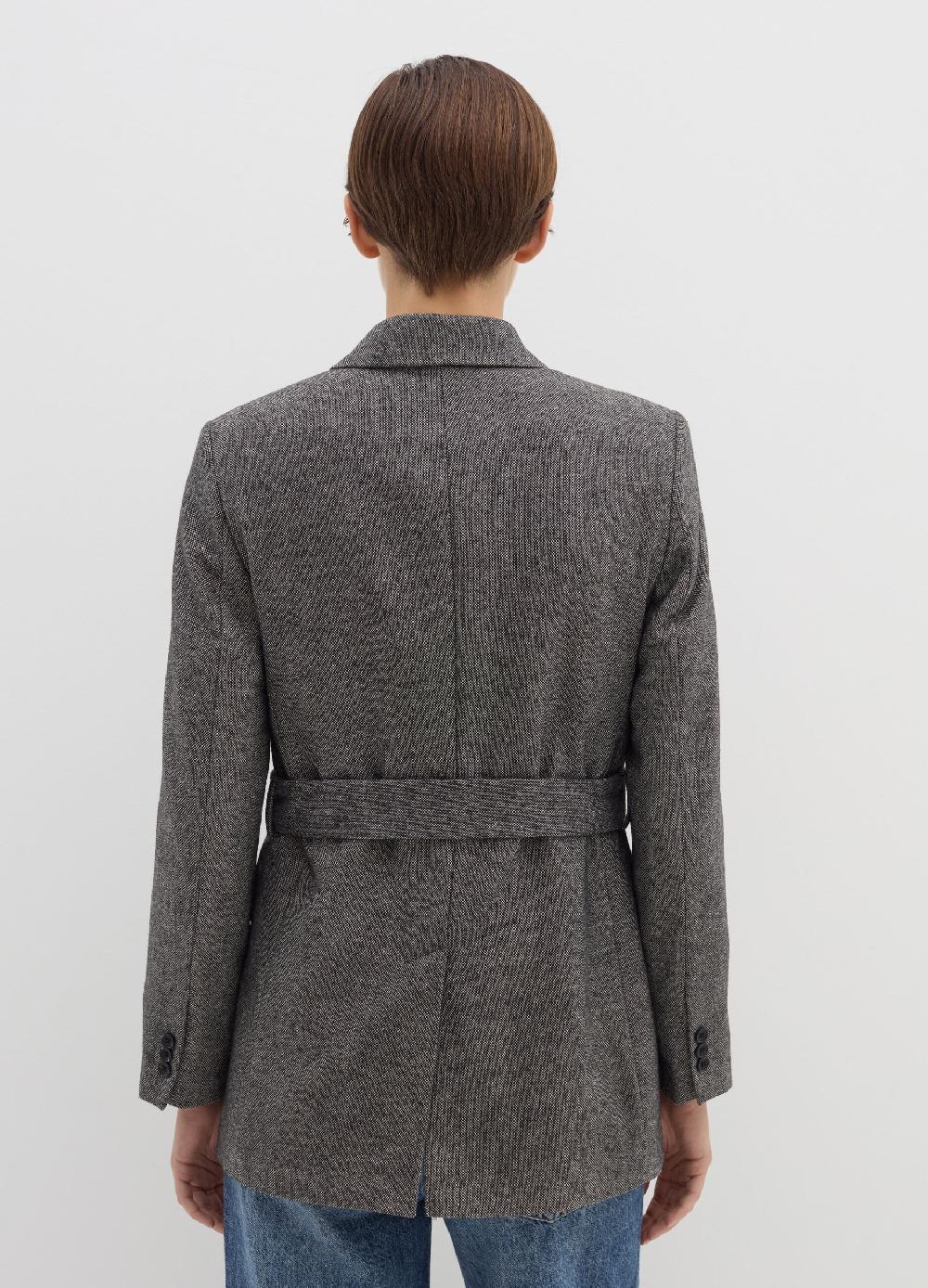 Stefanel Blazer doppiopetto in tweed con cintura Vendita Calda