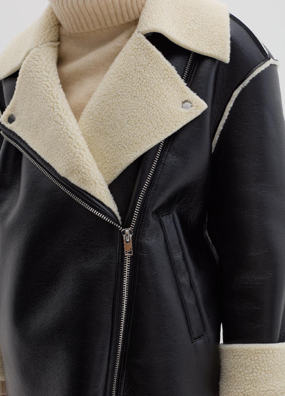Stefanel Montone effetto lucido con interno in shearling Moda