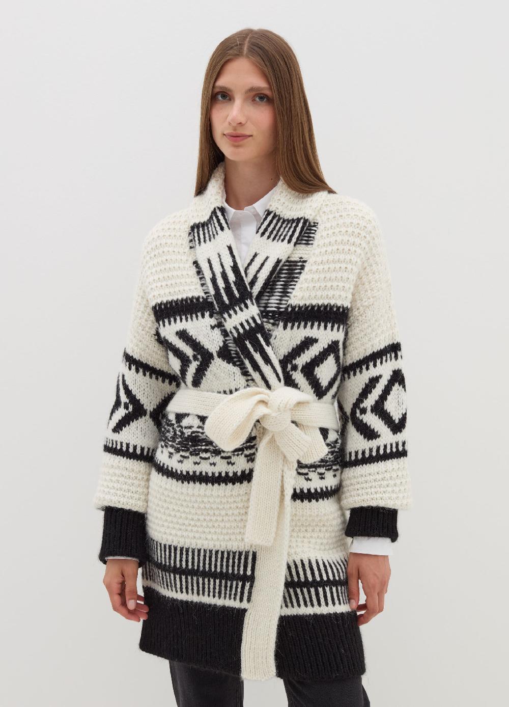 Stefanel Coatigan in stoppino con motivo jacquard Promozione Limitata
