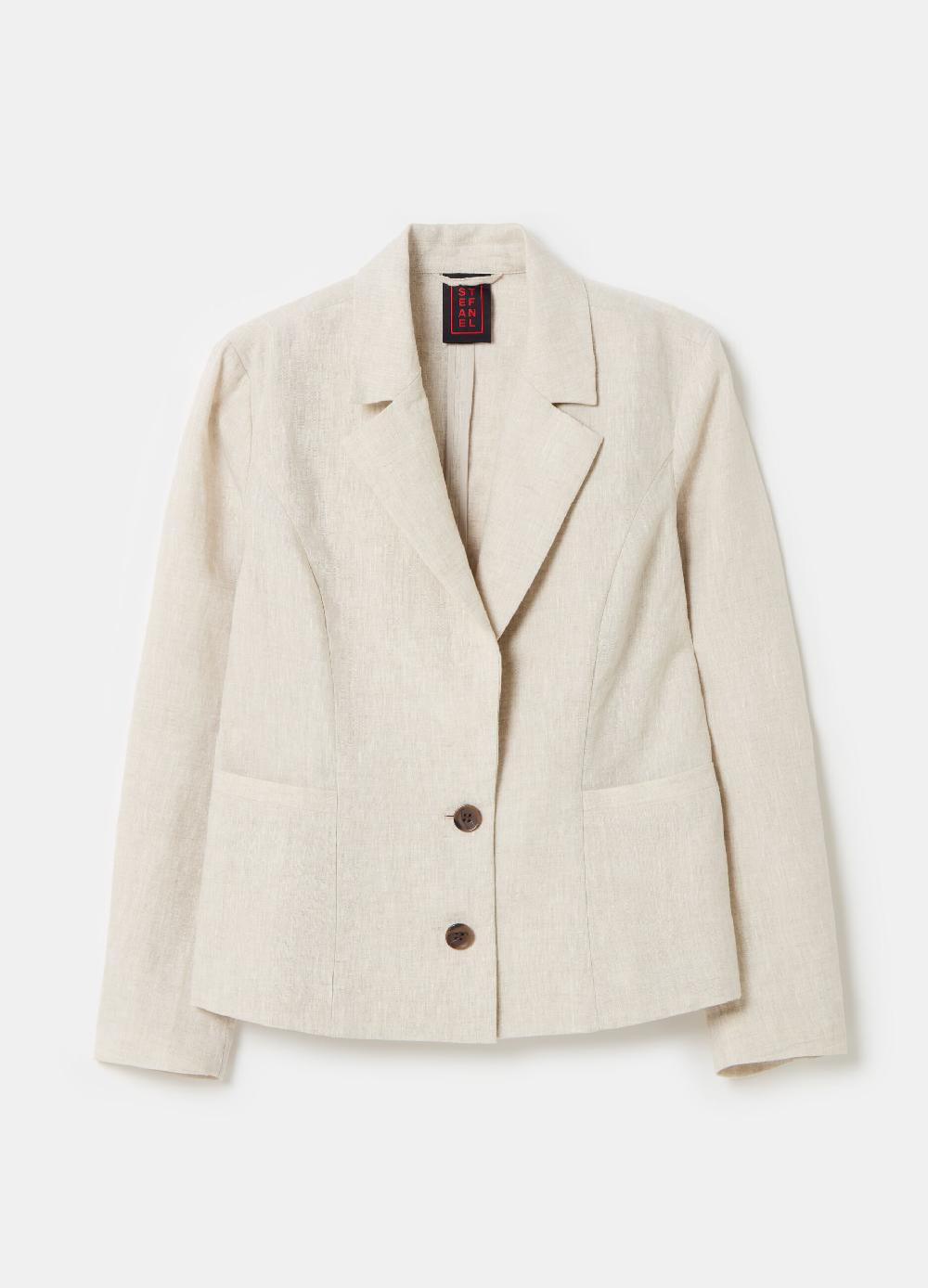 Stefanel Blazer regular fit monopetto in lino Sconto