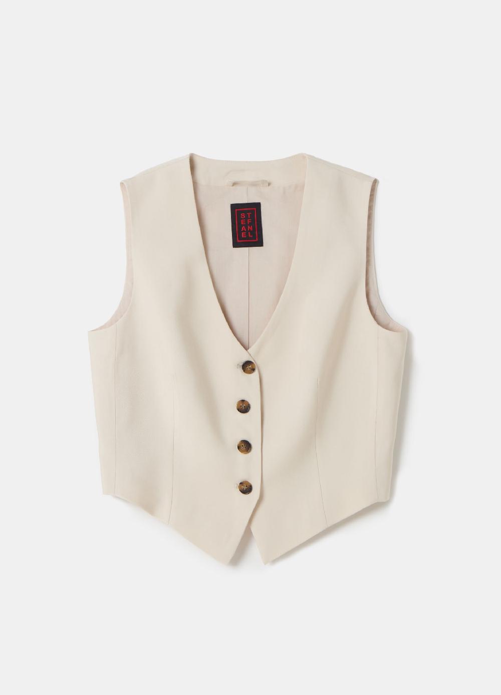 Stefanel Gilet monopetto in twill tecnico Offerta