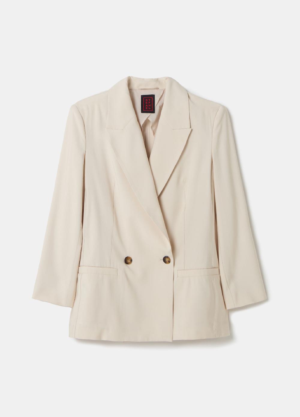 Stefanel Blazer fluido doppiopetto in twill tecnico Economico