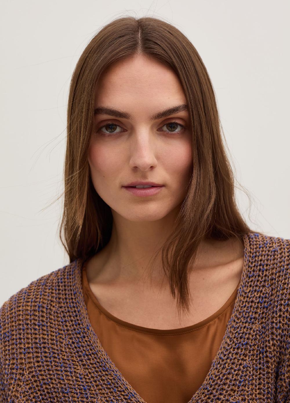 Stefanel Pullover con fantasia bicolore scollo a V Vendita Economica