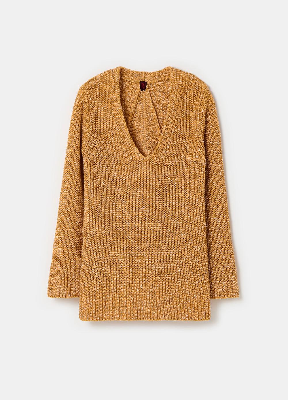 Stefanel Pullover con fantasia bicolore scollo a V Saldi Di Fabbrica