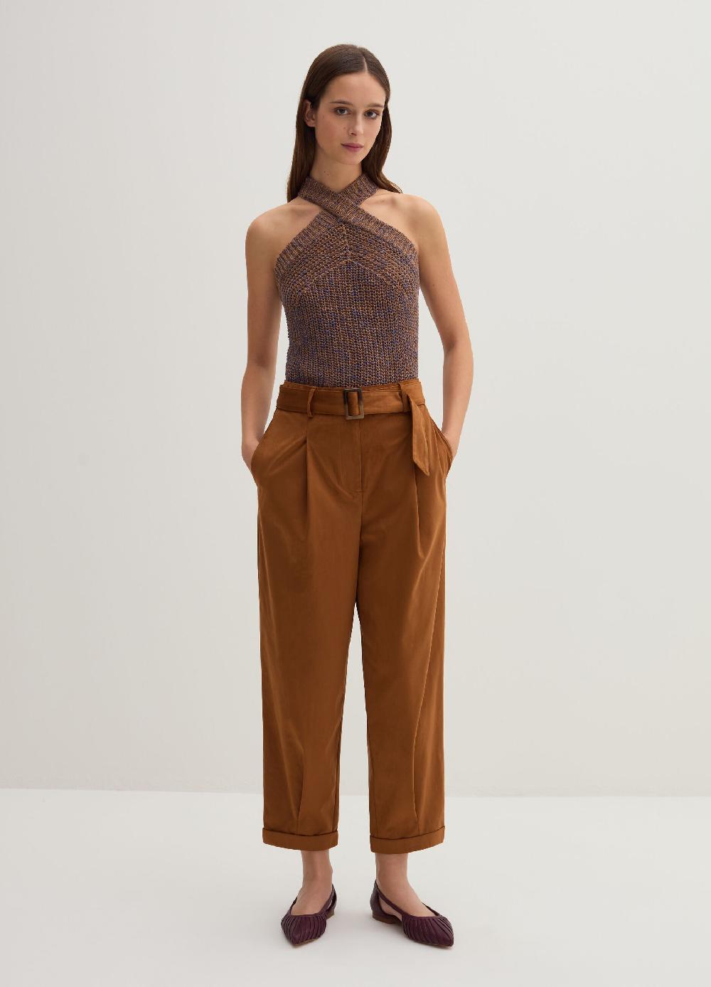 Stefanel Pantalone a sigaretta ankle fit in suede