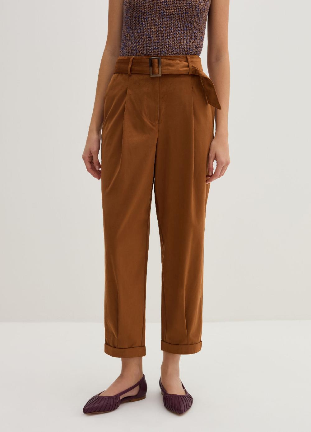 Stefanel Pantalone a sigaretta ankle fit in suede Italy