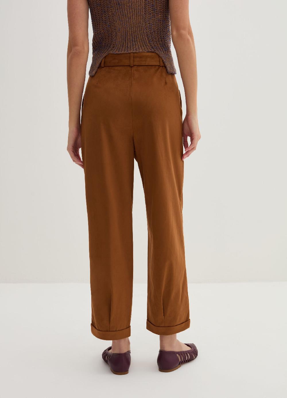 Stefanel Pantalone a sigaretta ankle fit in suede Italy