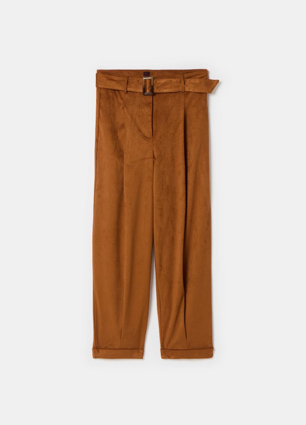 Stefanel Pantalone a sigaretta ankle fit in suede Italy