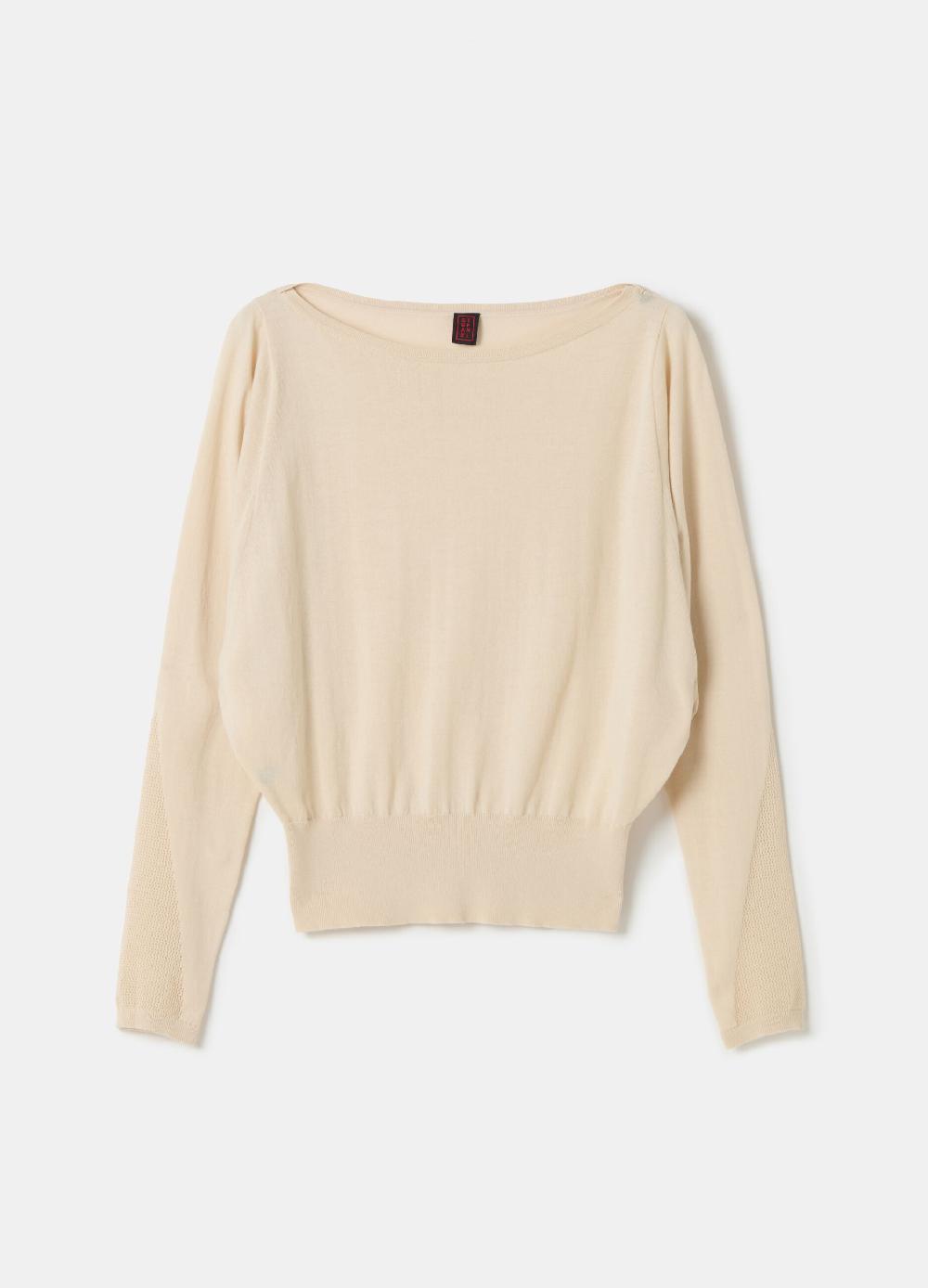 Stefanel Maglia crop in crêpe con inserto in mesh In Linea