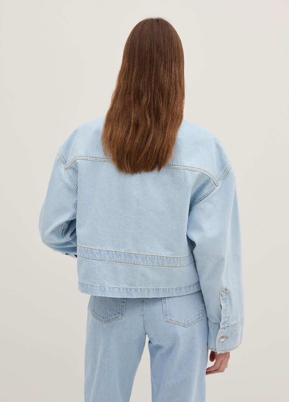 Stefanel Giubbino corto over in denim a collo alto Nuovo
