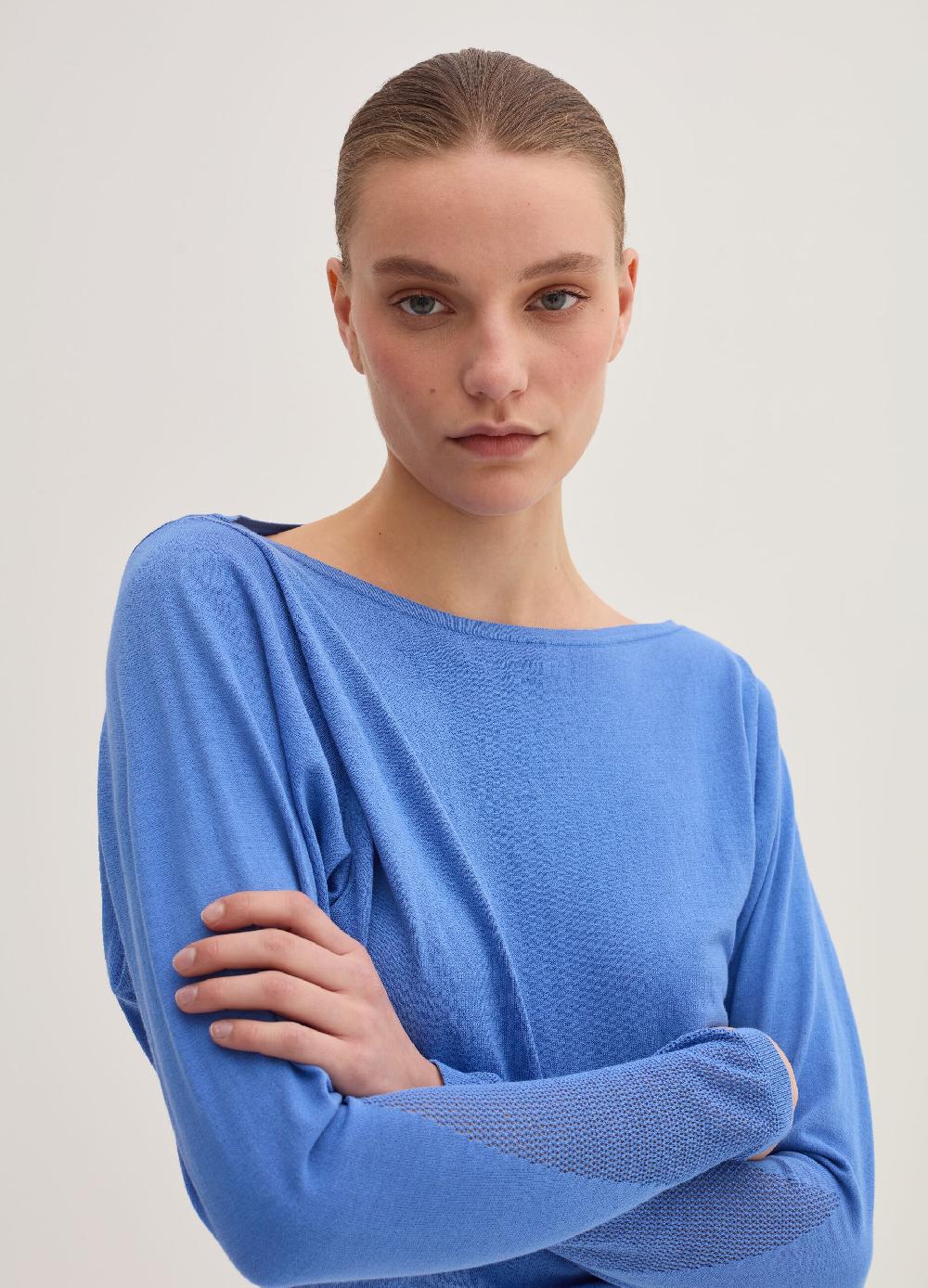 Stefanel Maglia crop in crêpe con inserto in mesh Qualità