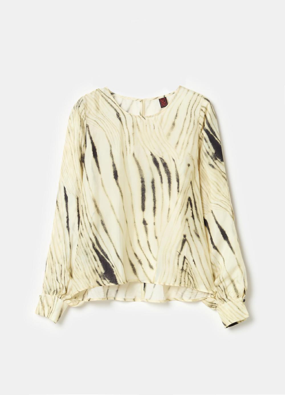 Stefanel Blusa in cupro e viscosa habotai stampata Consegna Veloce