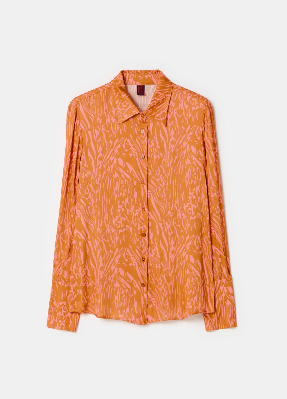 Stefanel Camicia in satin con stampa moire Presa